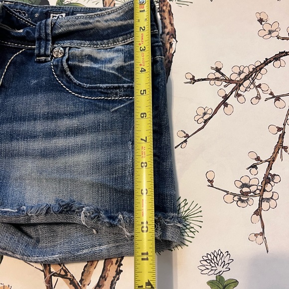 Miss Me Blue Jean Shorts with Southwestern Embellishments - Picture 4 of 5